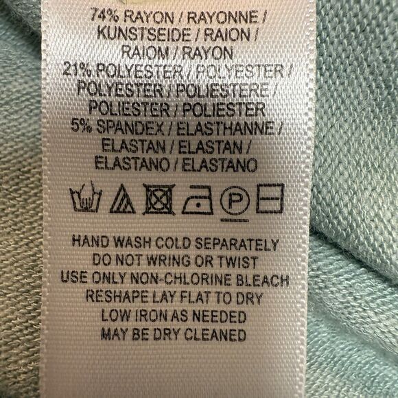 Pure + Good Anthropologie Sweater Top S Belted Tie Waist Ruched Pistachio Cozy - Picture 10 of 11